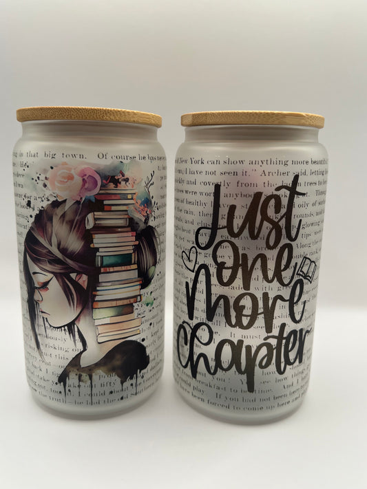 Just One More Chapter Girl/Library 16 oz Glass Cup